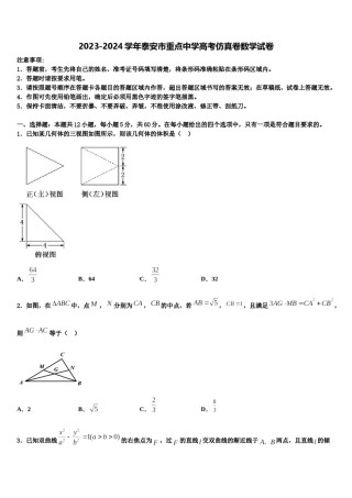 2023-2024学年泰安市重点中学高考仿真卷数学试卷含解析.doc