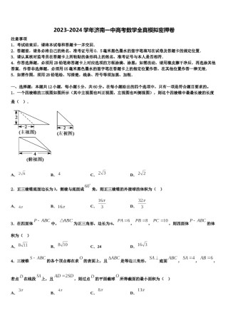 2023-2024学年济南一中高考数学全真模拟密押卷含解析.doc