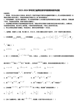 2023-2024学年浙江省两校高考考前模拟数学试题含解析.doc