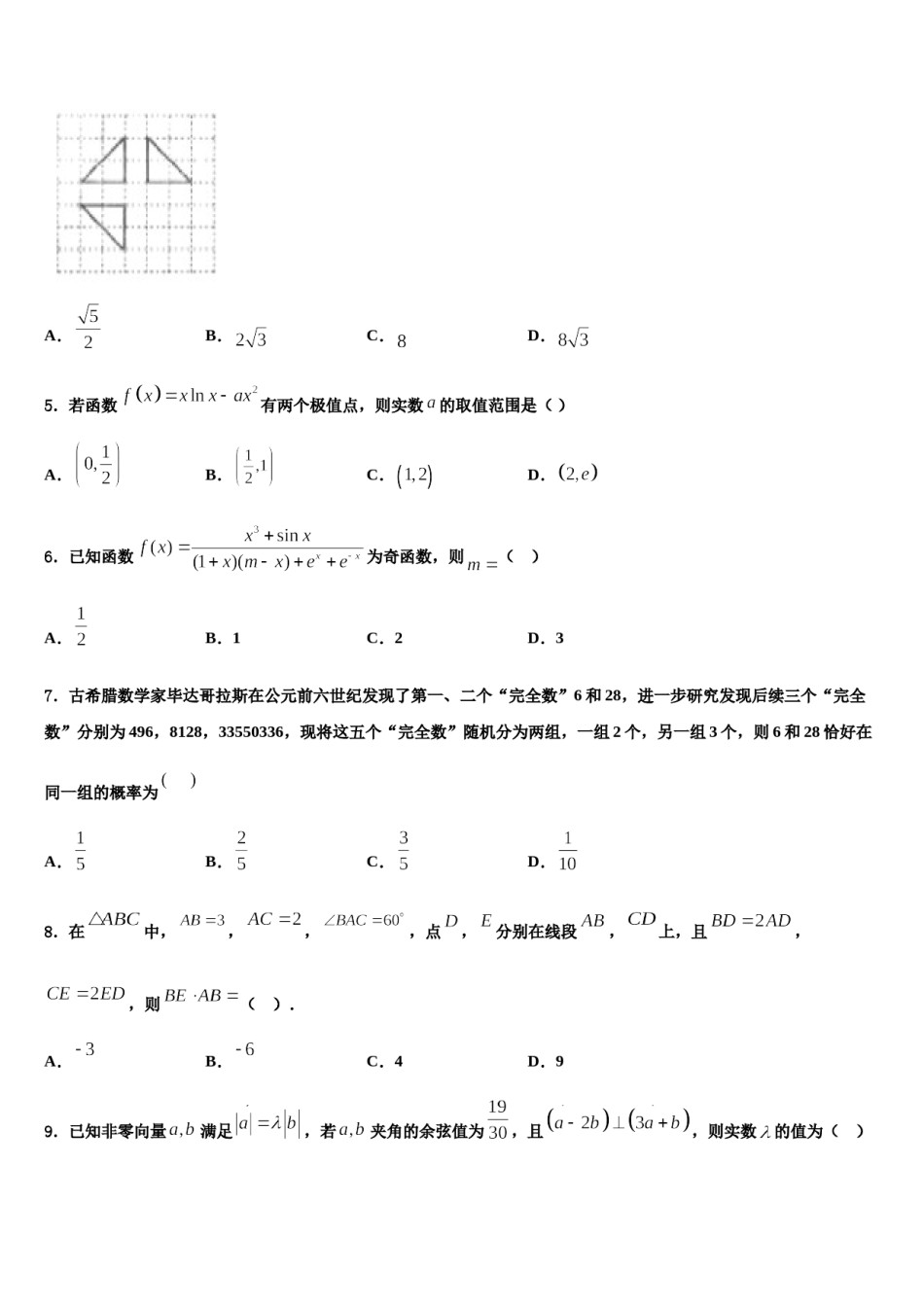 2023-2024学年海南省海口市重点中学高三适应性调研考试数学试题含解析.doc_第2页