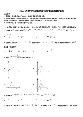 2023-2024学年湖北省荆州市高考仿真卷数学试题含解析.doc
