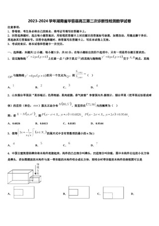 2023-2024学年湖南省华容县高三第二次诊断性检测数学试卷含解析.doc