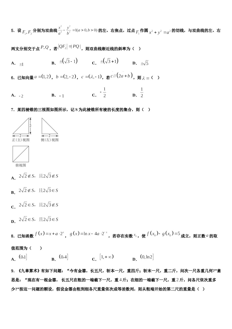 2023-2024学年湖南省益阳市桃江县高考数学倒计时模拟卷含解析.doc_第2页