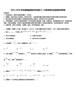2023-2024学年湖南省邵阳市双清区十一中高考数学全真模拟密押卷含解析.doc