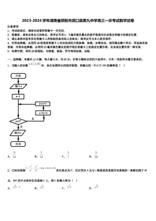 2023-2024学年湖南省邵阳市洞口县第九中学高三一诊考试数学试卷含解析.doc