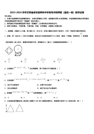 2023-2024学年甘肃省卓尼县柳林中学高考冲刺押题（最后一卷）数学试卷含解析.doc