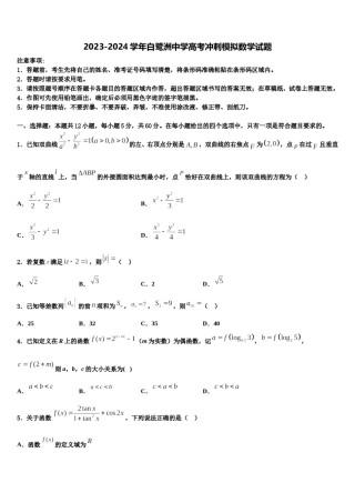2023-2024学年白鹭洲中学高考冲刺模拟数学试题含解析.doc