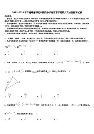 2023-2024学年福建省邵武市第四中学高三下学期第六次检测数学试卷含解析.doc