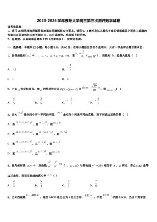 2023-2024学年苏州大学高三第三次测评数学试卷含解析.doc