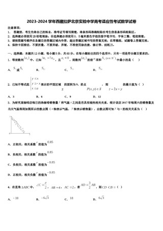 2023-2024学年西藏拉萨北京实验中学高考适应性考试数学试卷含解析.doc