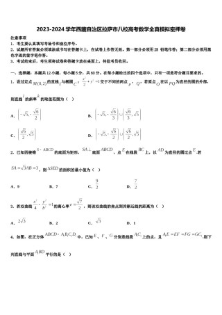 2023-2024学年西藏自治区拉萨市八校高考数学全真模拟密押卷含解析.doc
