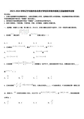 2023-2024学年辽宁沈阳市东北育才学校科学高中部高三压轴卷数学试卷含解析.doc