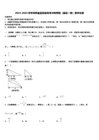 2023-2024学年陕西省蓝田县高考冲刺押题（最后一卷）数学试卷含解析.doc