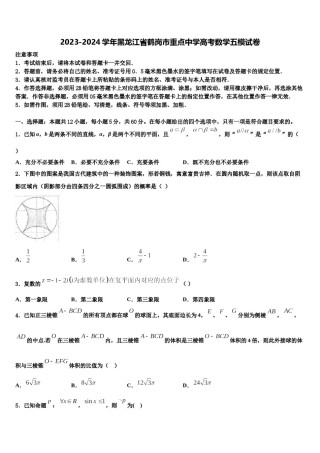 2023-2024学年黑龙江省鹤岗市重点中学高考数学五模试卷含解析.doc