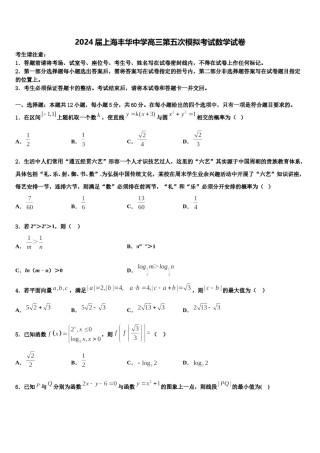 2024届上海丰华中学高三第五次模拟考试数学试卷含解析.doc