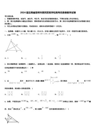 2024届云南省昆明市黄冈实验学校高考仿真卷数学试卷含解析.doc