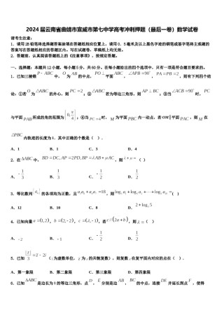 2024届云南省曲靖市宣威市第七中学高考冲刺押题（最后一卷）数学试卷含解析.doc