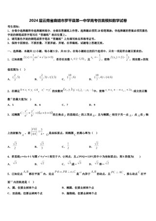 2024届云南省曲靖市罗平县第一中学高考仿真模拟数学试卷含解析.doc