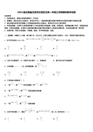 2024届云南省玉溪市红塔区玉溪一中高三冲刺模拟数学试卷含解析.doc