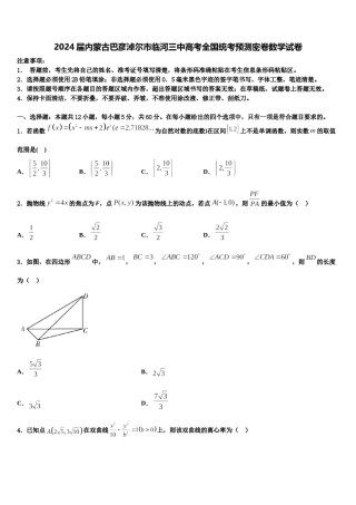 2024届内蒙古巴彦淖尔市临河三中高考全国统考预测密卷数学试卷含解析.doc