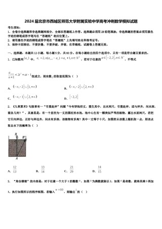2024届北京市西城区师范大学附属实验中学高考冲刺数学模拟试题含解析.doc