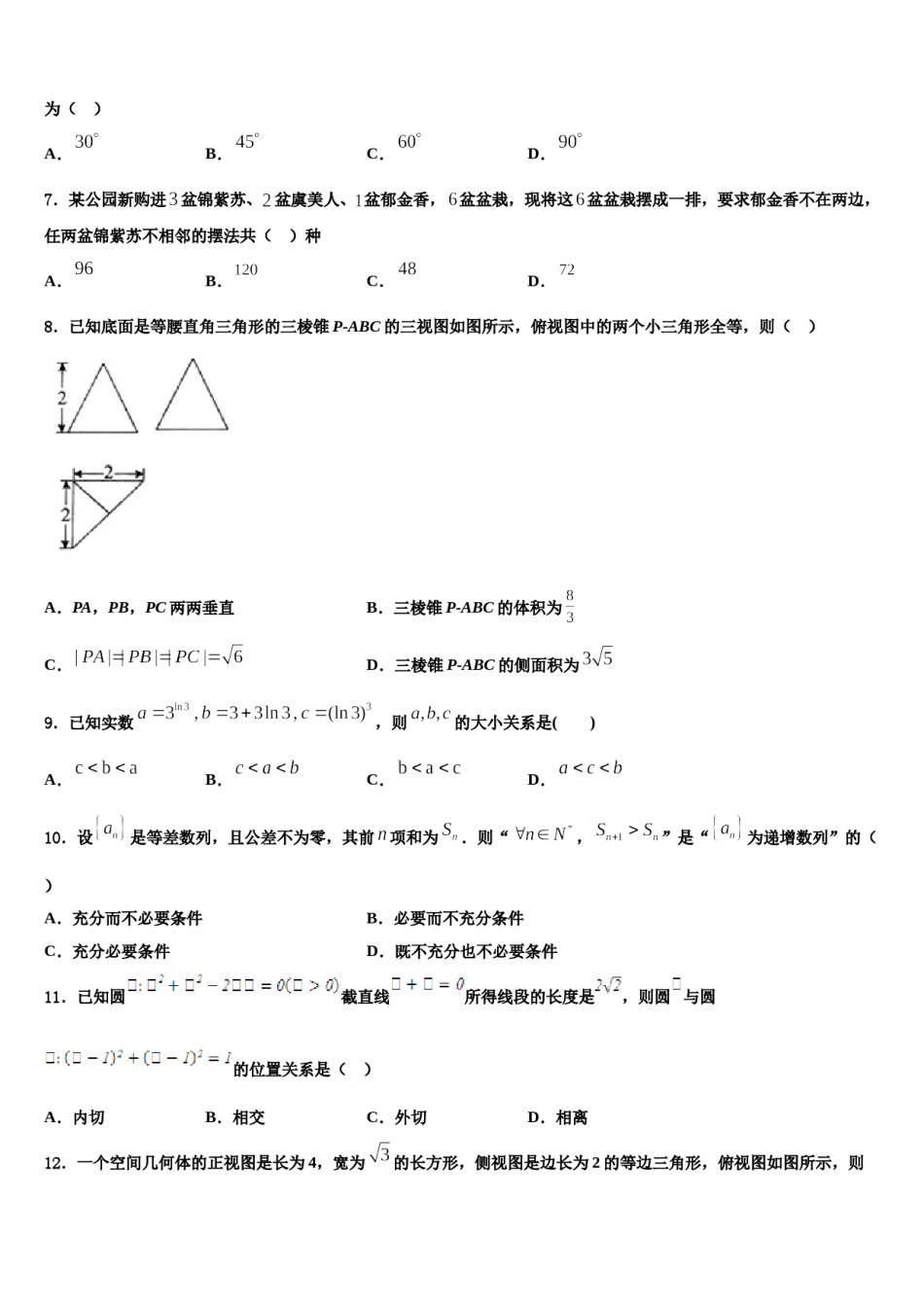 2024届四川电子科大实验中学高考压轴卷数学试卷含解析.doc_第2页