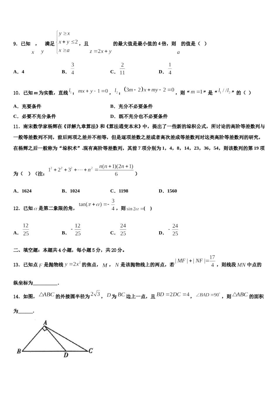 2024届四川省任隆中学高考数学全真模拟密押卷含解析.doc_第3页