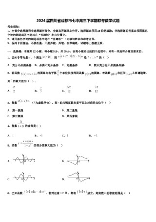 2024届四川省成都市七中高三下学期联考数学试题含解析.doc