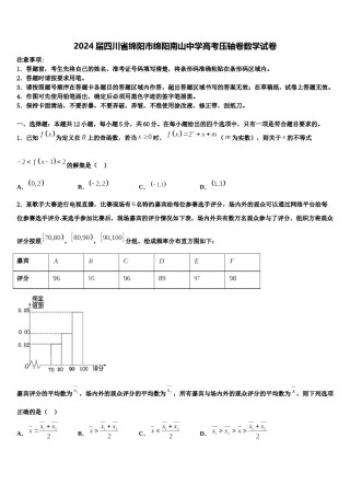 2024届四川省绵阳市绵阳南山中学高考压轴卷数学试卷含解析.doc