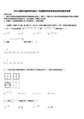 2024届四川省自贡市衡水一中富顺学校高考适应性考试数学试卷含解析.doc