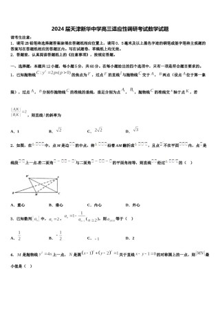2024届天津新华中学高三适应性调研考试数学试题含解析.doc