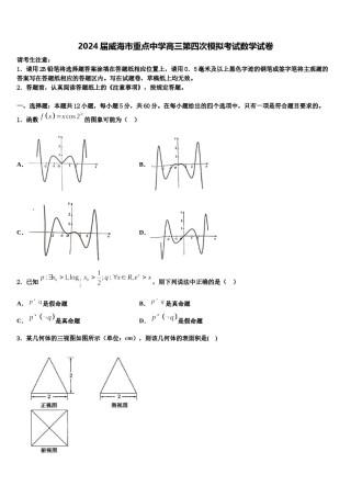 2024届威海市重点中学高三第四次模拟考试数学试卷含解析.doc