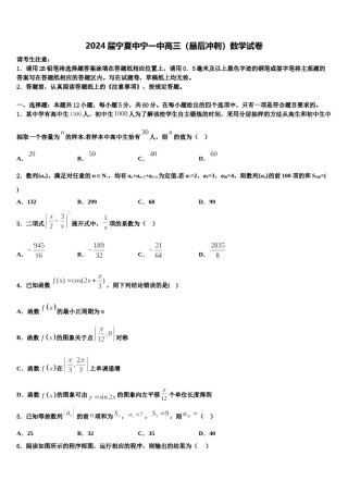 2024届宁夏中宁一中高三（最后冲刺）数学试卷含解析.doc