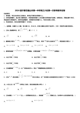 2024届宁夏石嘴山市第一中学高三六校第一次联考数学试卷含解析.doc