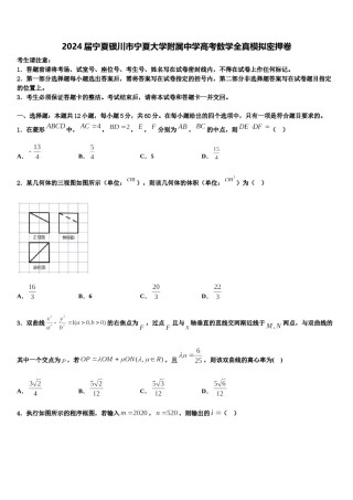 2024届宁夏银川市宁夏大学附属中学高考数学全真模拟密押卷含解析.doc