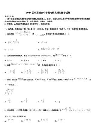 2024届宁夏长庆中学高考仿真模拟数学试卷含解析.doc