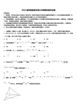 2024届安徽巢湖市高三冲刺模拟数学试卷含解析.doc