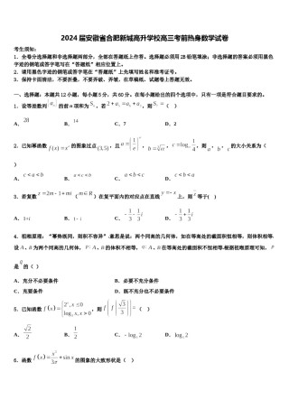 2024届安徽省合肥新城高升学校高三考前热身数学试卷含解析.doc