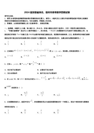 2024届安徽省淮北、宿州市高考数学四模试卷含解析.doc