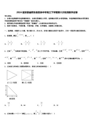 2024届安徽省肥东县圣泉中学高三下学期第六次检测数学试卷含解析.doc
