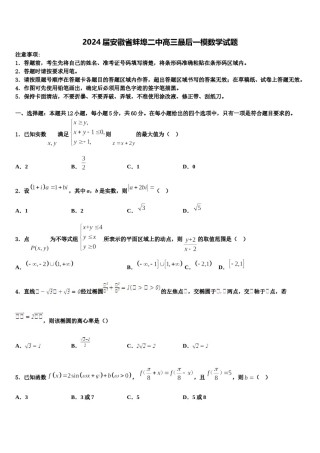 2024届安徽省蚌埠二中高三最后一模数学试题含解析.doc