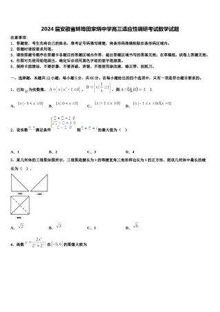 2024届安徽省蚌埠田家炳中学高三适应性调研考试数学试题含解析.doc