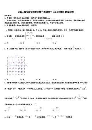 2024届安徽省阜阳市第三中学高三（最后冲刺）数学试卷含解析.doc
