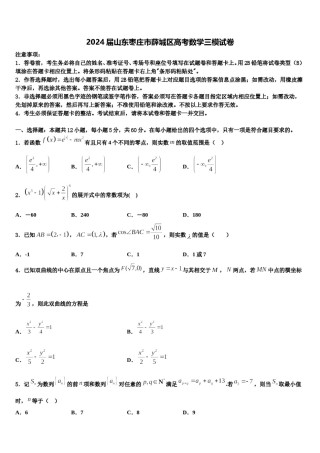 2024届山东枣庄市薛城区高考数学三模试卷含解析.doc