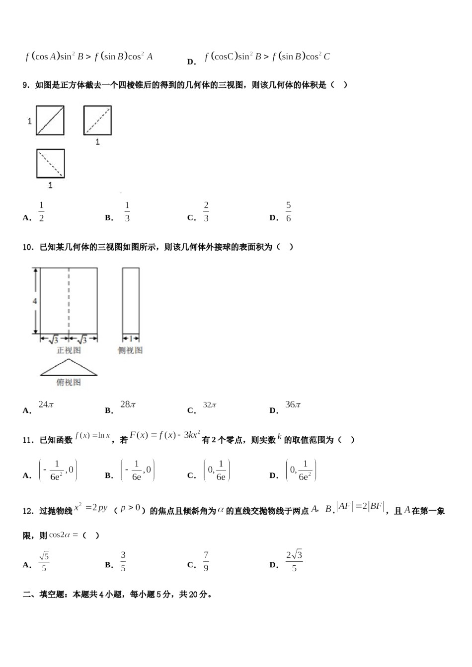 2024届山东省北镇中学高考数学押题试卷含解析.doc_第3页