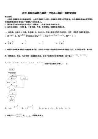 2024届山东省博兴县第一中学高三最后一卷数学试卷含解析.doc
