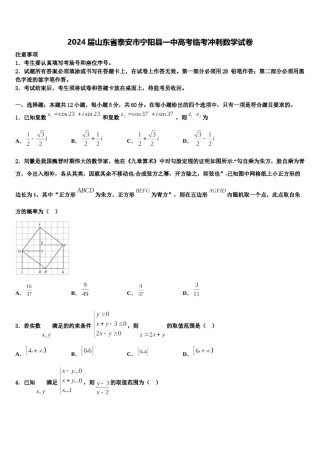 2024届山东省泰安市宁阳县一中高考临考冲刺数学试卷含解析.doc