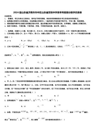 2024届山东省济南市市中区山东省实验中学高考考前提分数学仿真卷含解析.doc