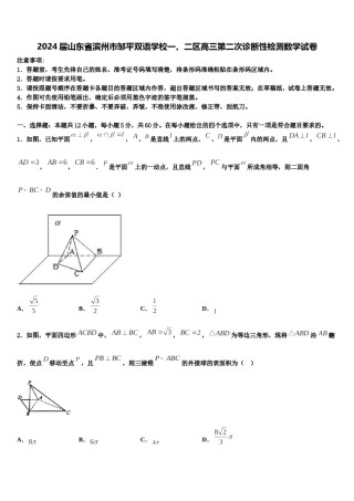 2024届山东省滨州市邹平双语学校一、二区高三第二次诊断性检测数学试卷含解析.doc