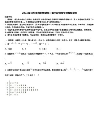 2024届山东省潍坊中学高三第二次模拟考试数学试卷含解析.doc